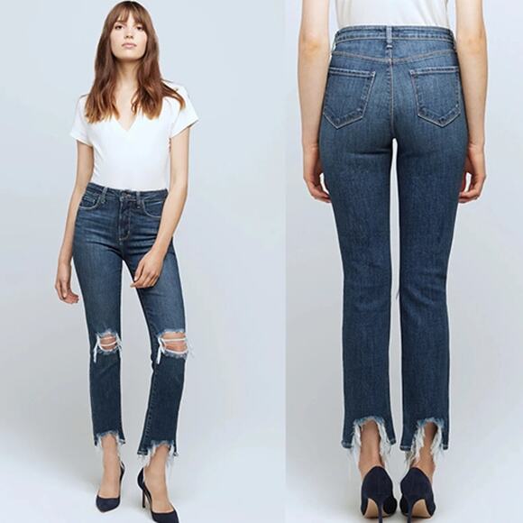 NWT L'Agence High Line High Rise Distresses Skinny Denim Jeans Vintage Destruct - Picture 8 of 8